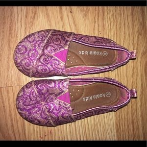 Purple sparkly girls slip on shoes